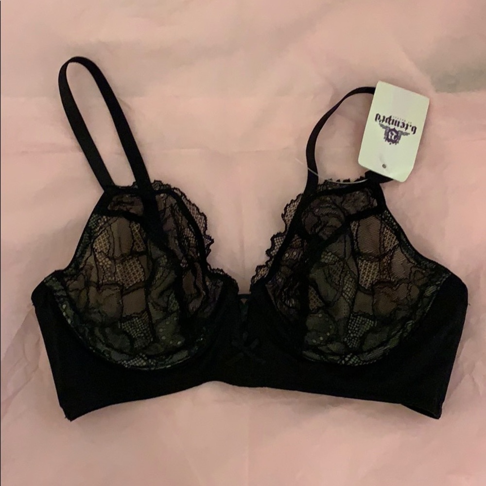 B.tempted lace black unlined bra